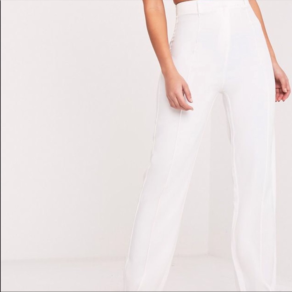 Anala Cream High Waisted Straight Leg Trouser